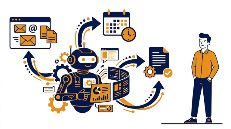 AI 트렌드 2026 핵심 5가지 아이콘 일러스트