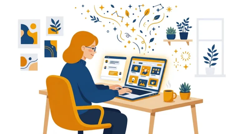 Claude AI 프롬프트로 포트폴리오 페이지가 완성되는 변환 일러스트